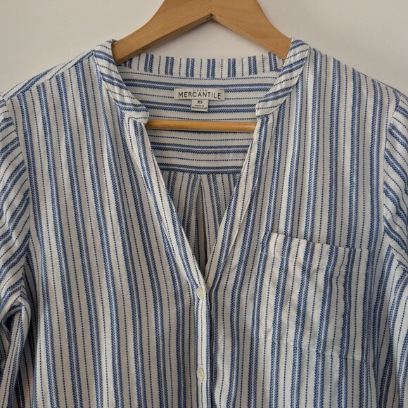 J. Crew Shirt Women's Size XS Blue White Stripes Tie-sleeve Button-up #L2052 - Picture 9 of 16